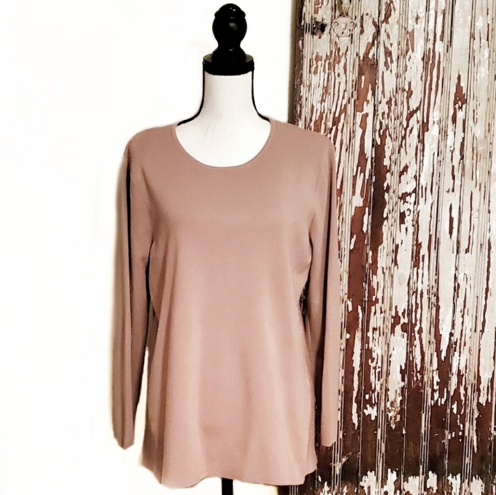 Alfani Long Sleeve Tunic Sweater Taupe Size XL